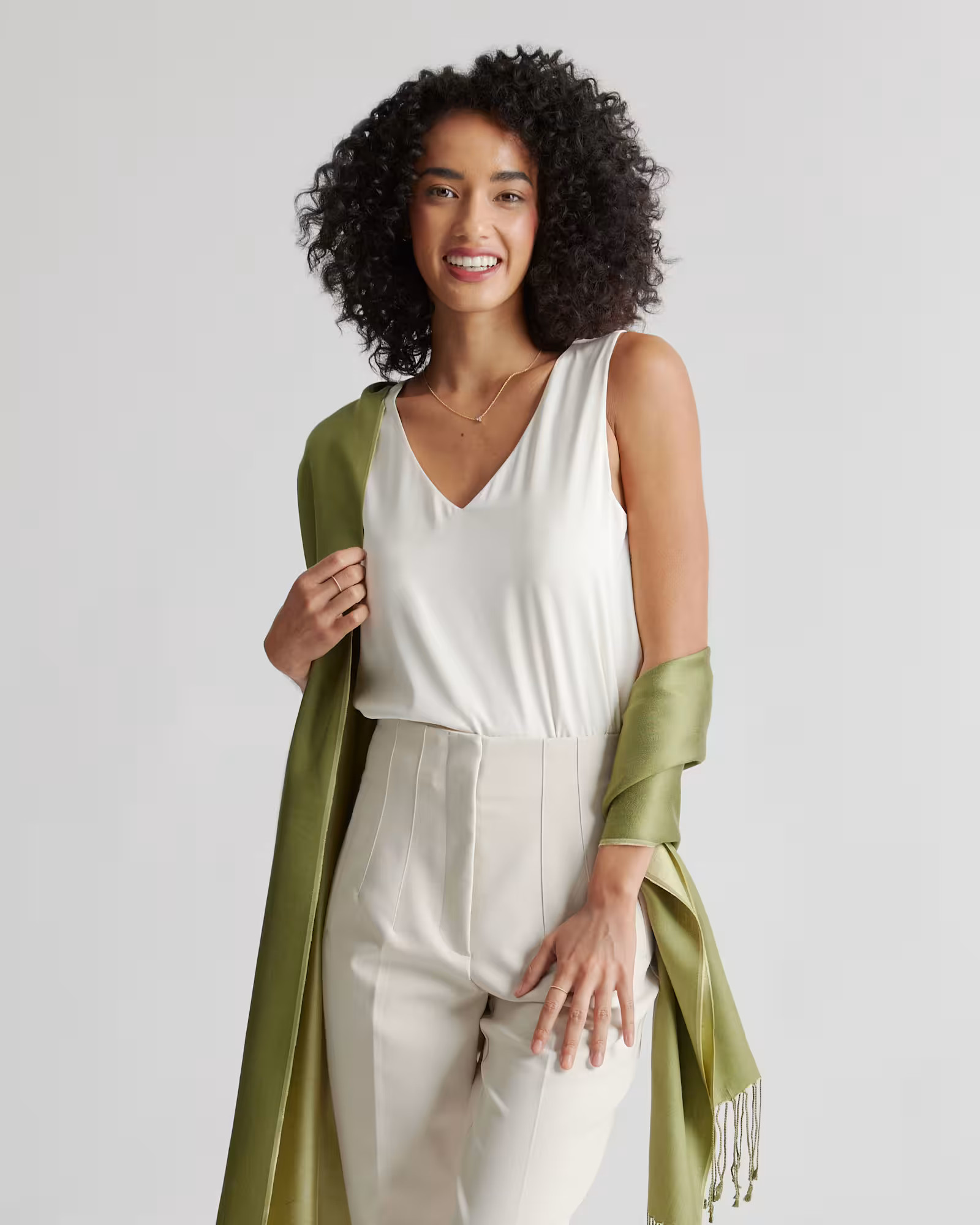 100% Silk Reversible Scarf in Green | Quince