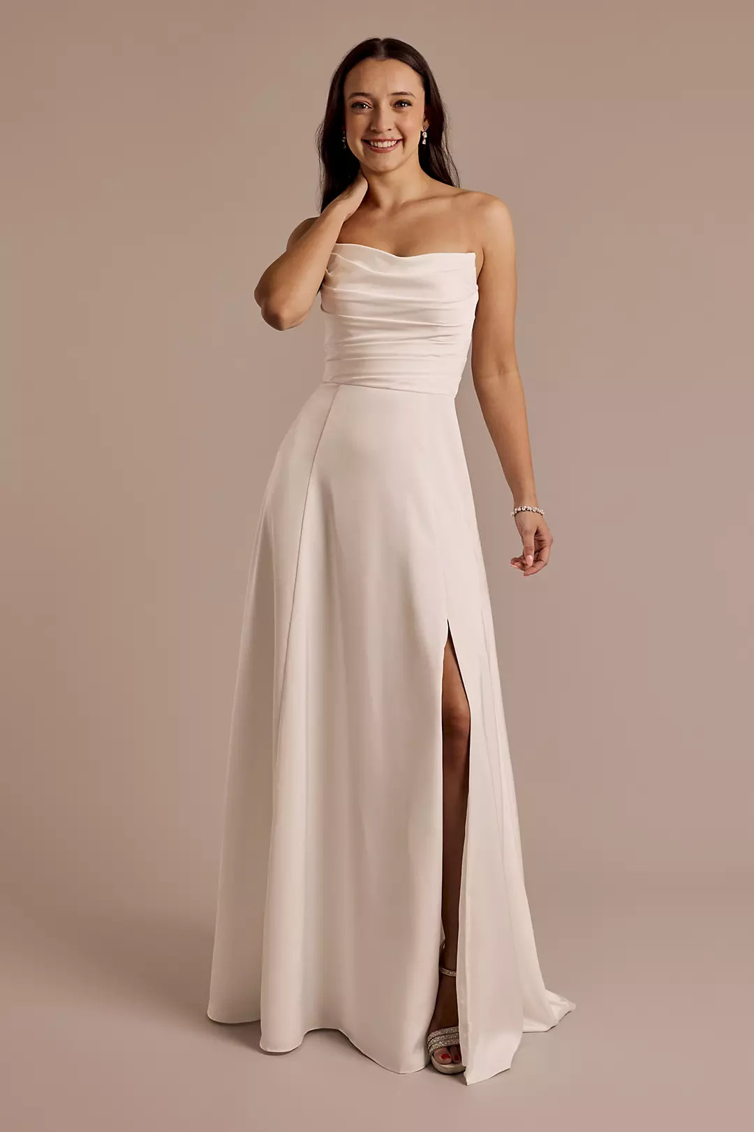 Matte Satin Sculpted Bodice A-Line Wedding Dress | David's Bridal
