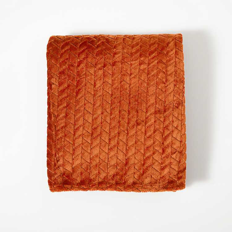 Chili Heavenly Herringbone Plush Throw | Kirkland's Home