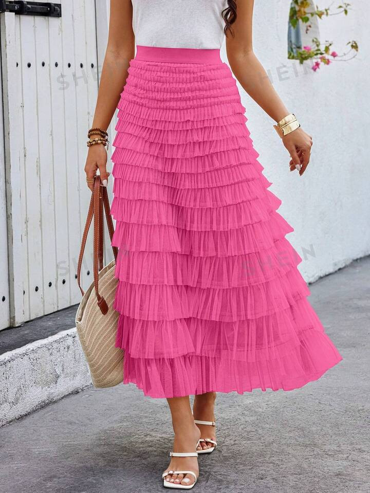 SHEIN VCAY Vrouwen Gelaagd Franjezoom Taart Rokken | SHEIN