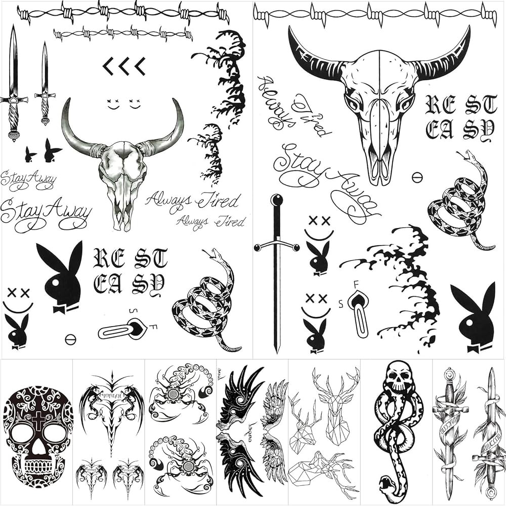 10 Sheets Halloween Face Tattoo Set, Malone Tattoos Set, Included Halloween Malone Tattoos and De... | Amazon (US)