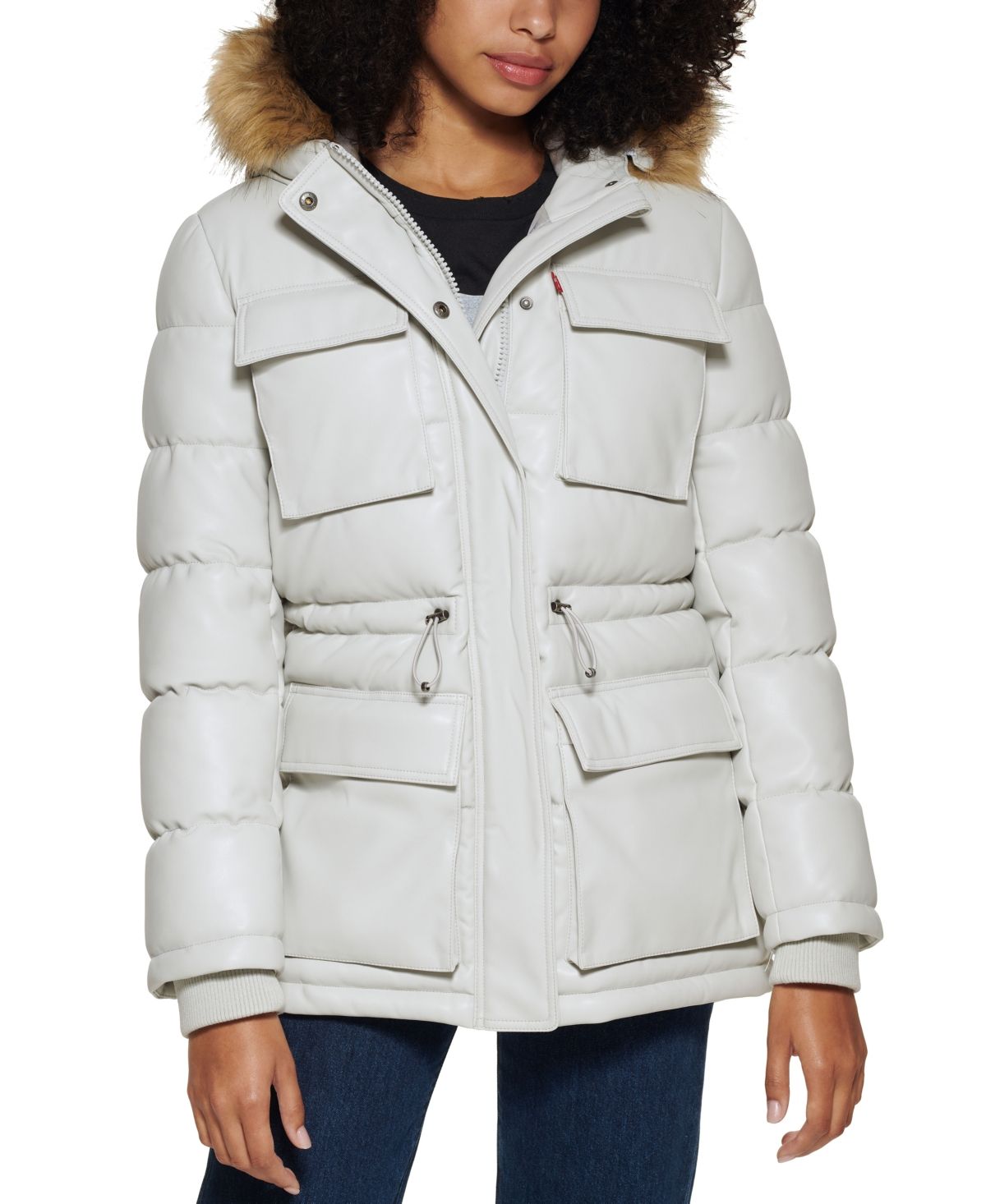 Levi's Hooded Faux-Leather Puffer Coat | Macys (US)