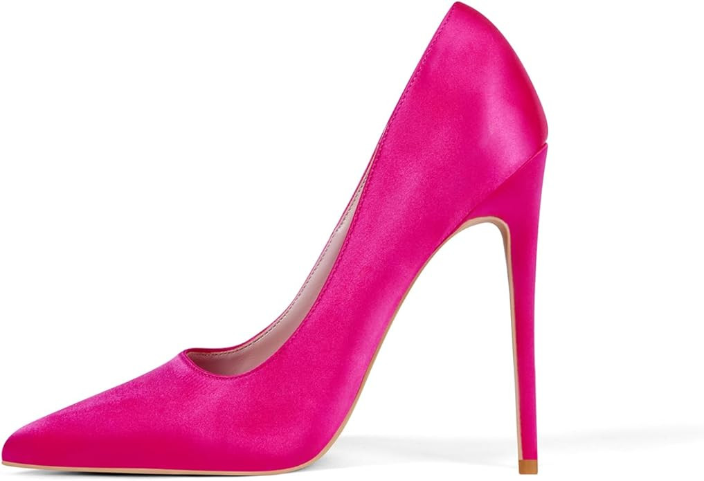 Elisabet Tang High Heels Womens Pointed Toe Heels Satin Pumps Stiletto Bridal Party Dress Evening... | Amazon (US)