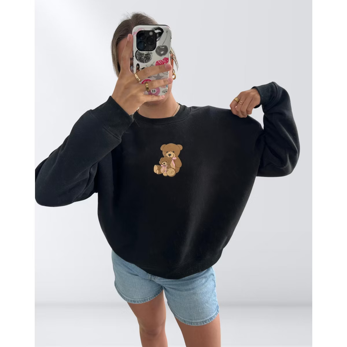 Grayson Thread - Women's Black Tiny Teddy Moments Crewneck Sweatshirt | Target
