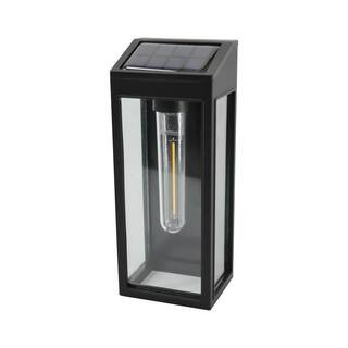 Hampton Bay 10 Lumen Black LED Weather Resistant Outdoor Solar Wall Light 92350-904 - The Home De... | The Home Depot