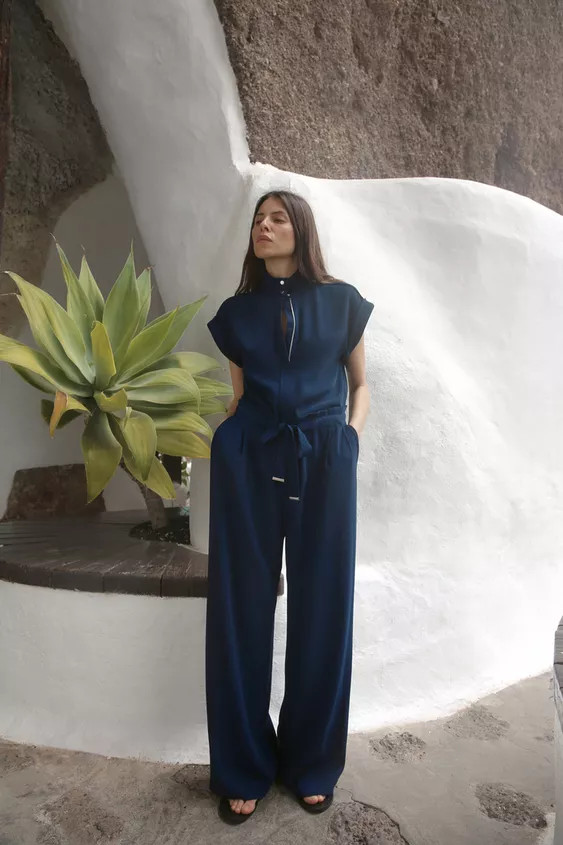 BELTED CREPE JUMPSUIT | Zara UK