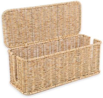 Cable Management Box, Handmade Rattan Cable Organizer, 2 Open Slots Cords Hider Box, Under Desk C... | Amazon (US)