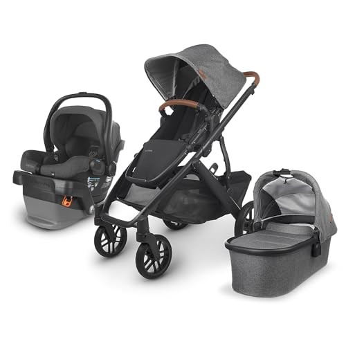 UPPAbaby Travel System, includes Vista V2 Stroller + Mesa V2 Car Seat Combo/Bassinet, Toddler Seat, Rain Shield, Storage Bag, Car Seat, Base + Robust Infant Insert Included/Greyson (Charcoal Mélange) | Amazon (US)