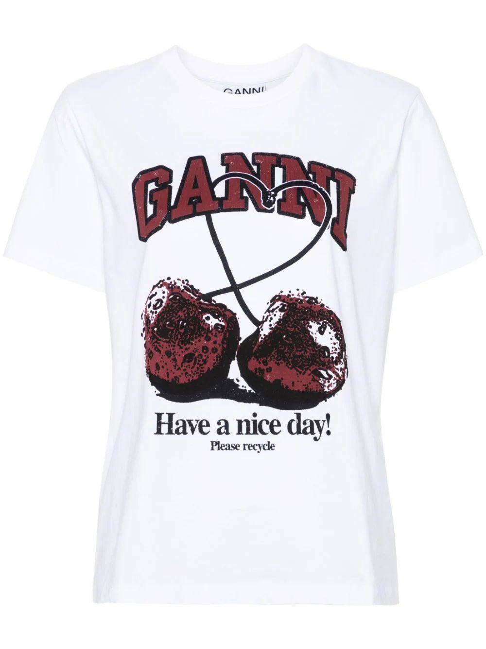 GANNI Cherry Cotton T-shirt - Farfetch | Farfetch Global