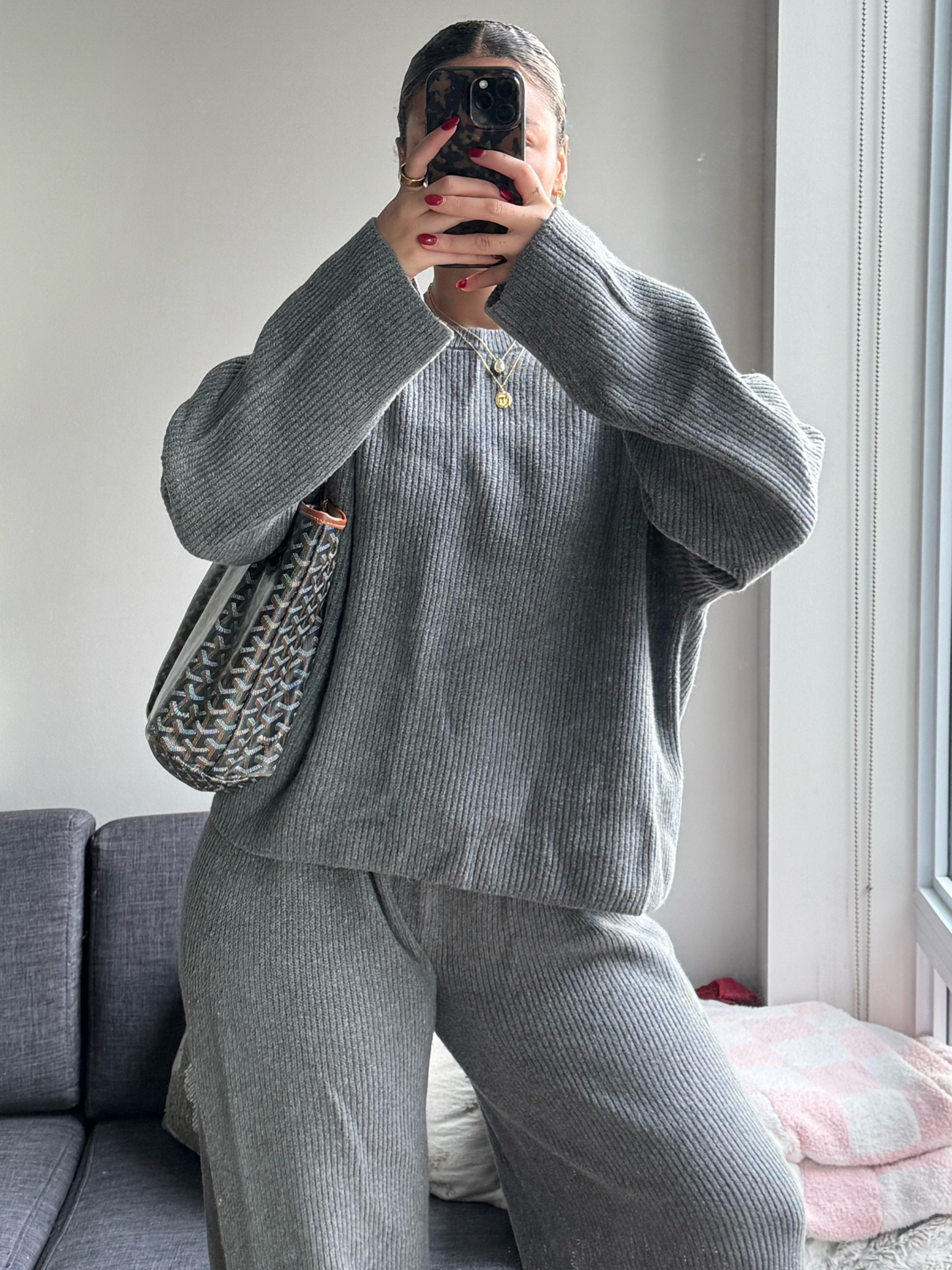 Top: large 
Bottoms: large long 

#LTKMidsize #LTKGiftGuide #LTKHoliday