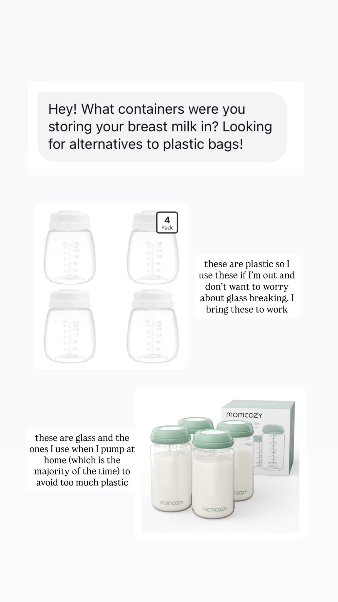Milk storage containers I use 