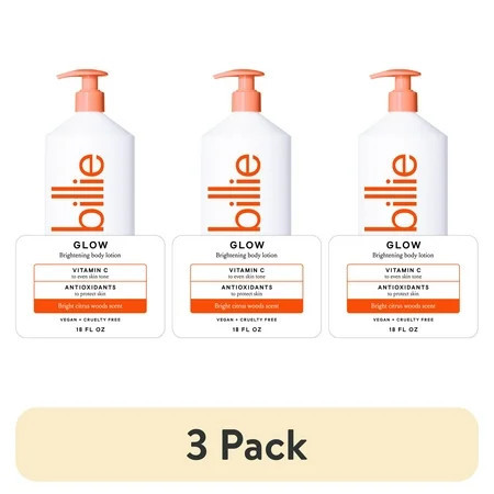 (3 pack) Billie Glow Brightening Women's Body Lotion, Citrus Woods Scent, With Vitamin C, 18 fl oz | Walmart (US)