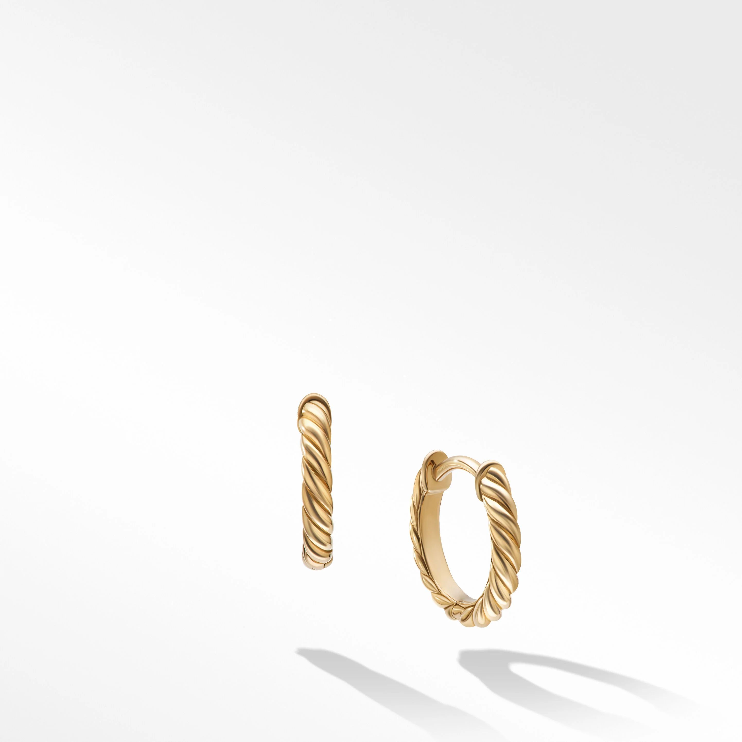 David Yurman | Sculpted Cable Huggie Hoop Earrings in 18K Yellow Gold | David Yurman