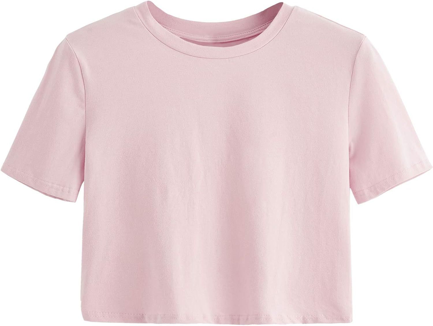 SweatyRocks Women's Casual Short Sleeve Crew Neck Basic Crop Top T Shirts | Amazon (US)