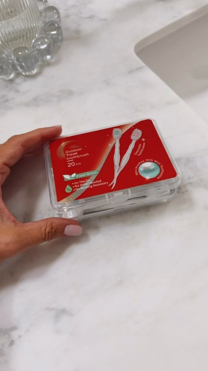 These disposable toothbrushes are one of those little things I always keep stocked for travel, my purse and the car. They’re individually ready to use with no water or toothpaste needed, which makes freshening up after coffee, lunch or a long travel day so easy.

disposable toothbrushes, travel toothbrush, oral care essentials, travel essentials, purse essentials, on the go hygiene, no water toothbrush, dental care, travel toiletries, road trip essentials, personal care, hauteandhumid

#LTKdayinmylife #LTKTravel #LTKgrwm