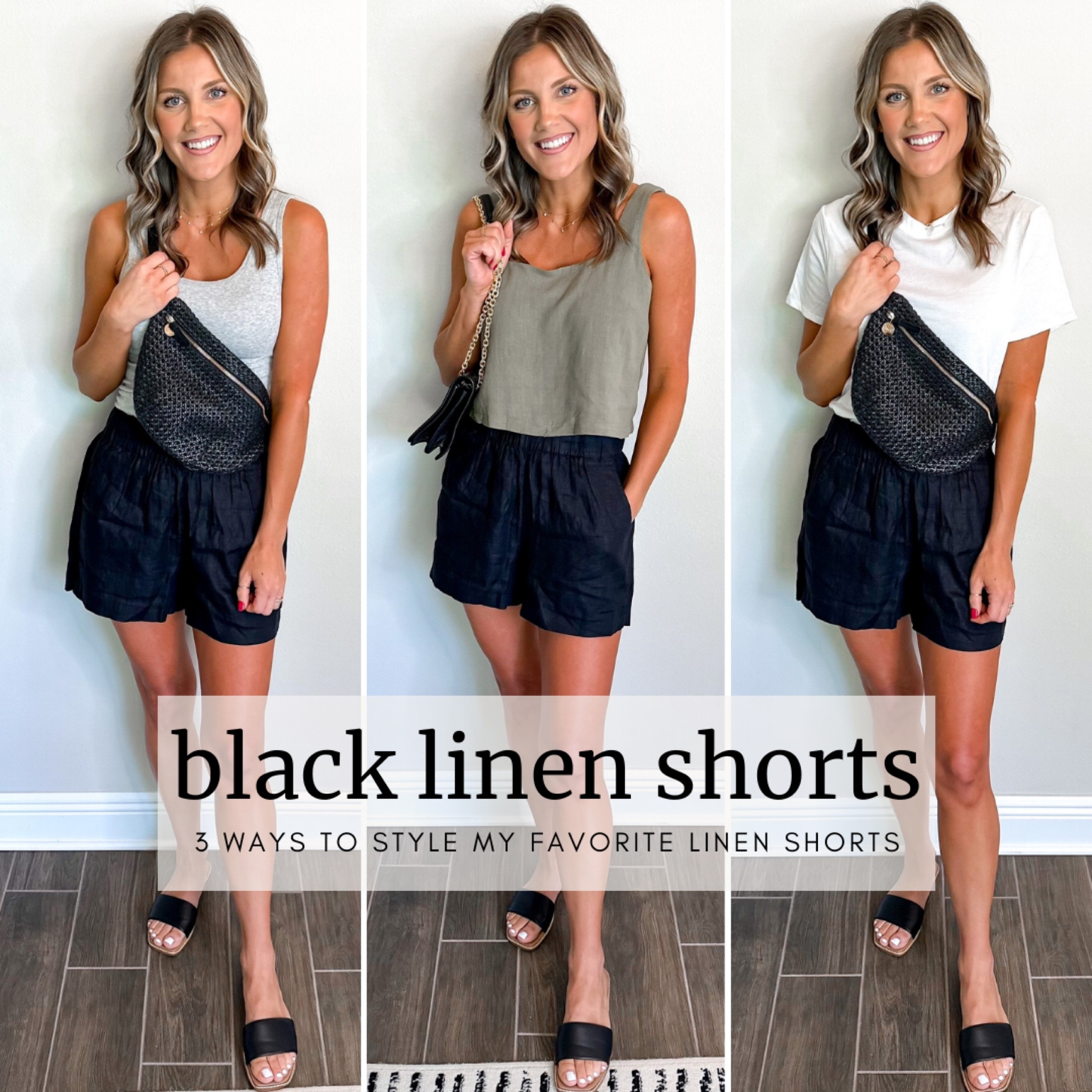 Black sales linen shorts