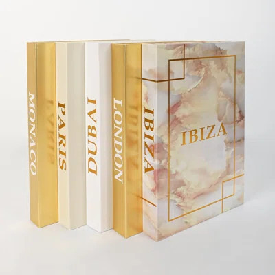 Decorative Books For Home Decor Set Of 5 Faux Books Stylish Coffee Table Fake Books For Living Room Bookshelf Or Mantel (London/Paris/Monaco/Dubai/Ibi | Wayfair North America