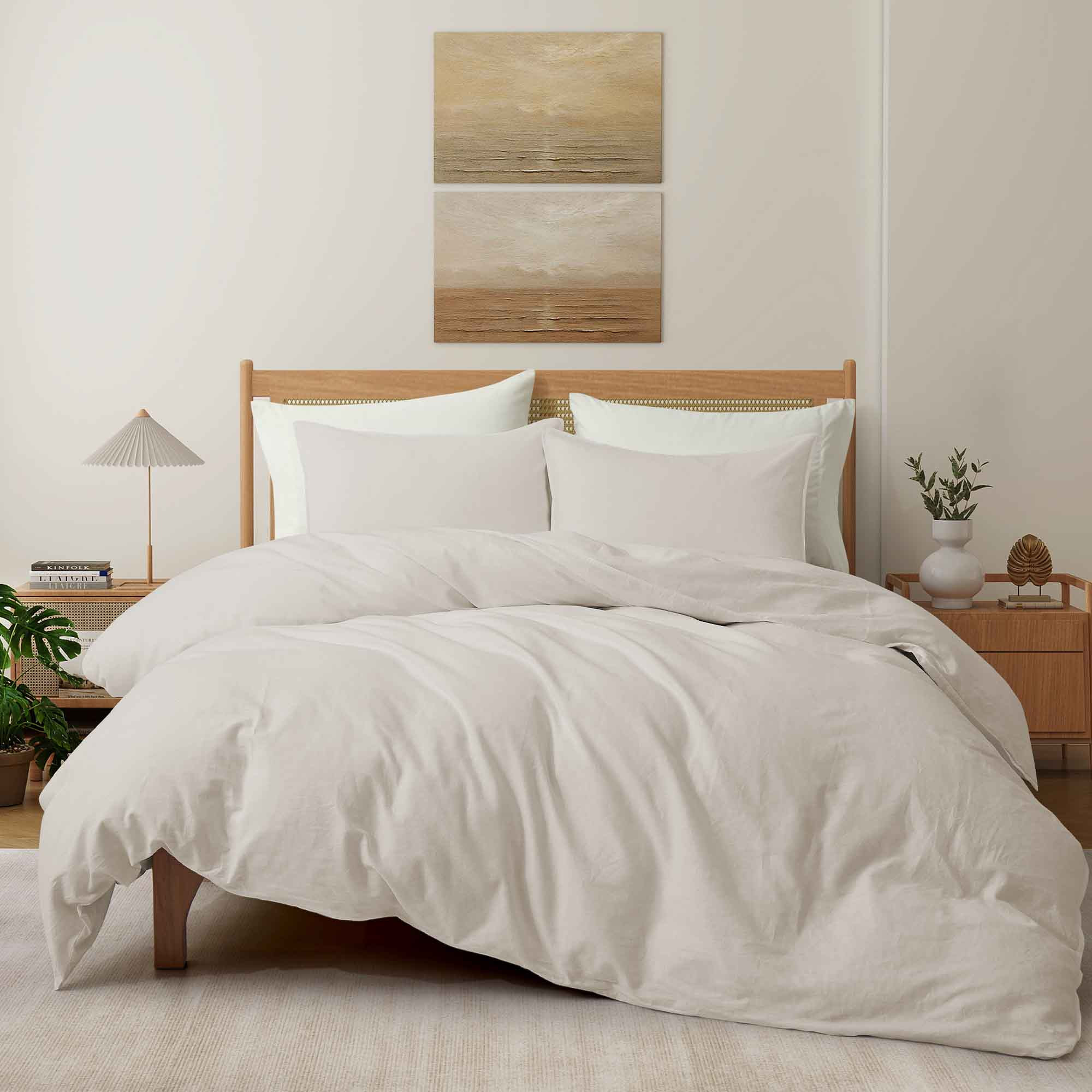 Linen Cotton Blend Duvet Cover Set with Pillowcases | Puredown.Inc
