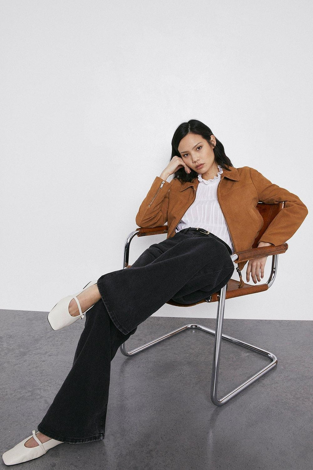 Real Suede Bomber Jacket | Warehouse UK & IE