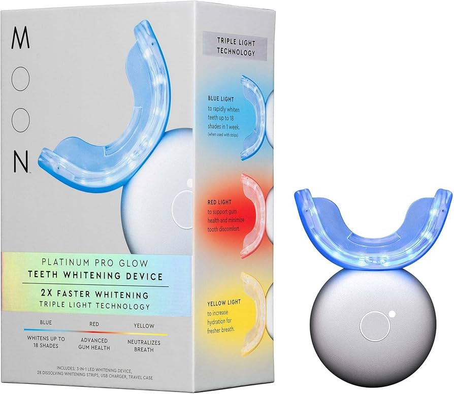 MOON Teeth Whitening Kit with 3-in-1 LED, Whitens Teeth Up to 18 Shades in 1 Week, 28 Dissolvable... | Amazon (US)