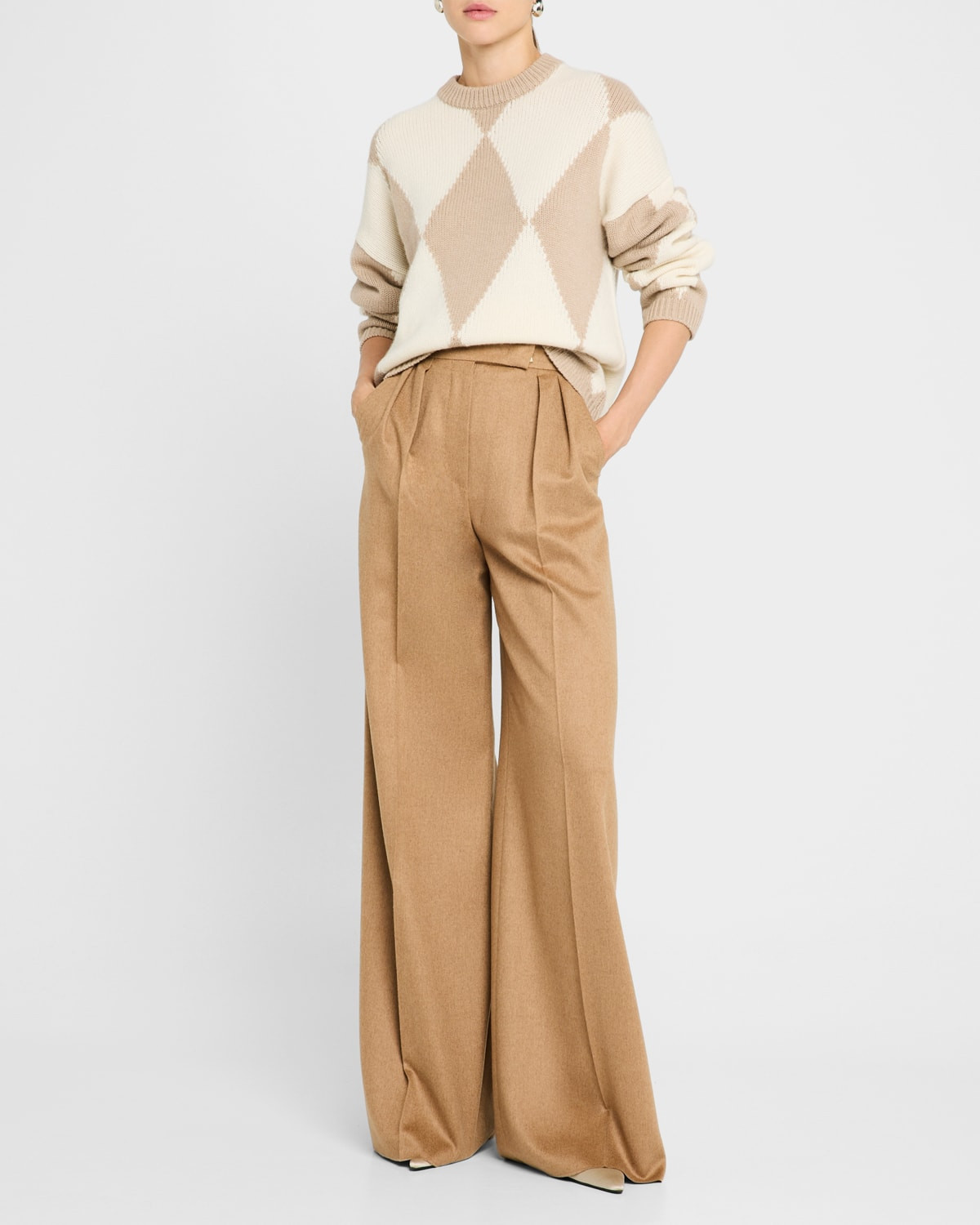 Diamond Intarsia Wool-Cashmere Sweater | Neiman Marcus