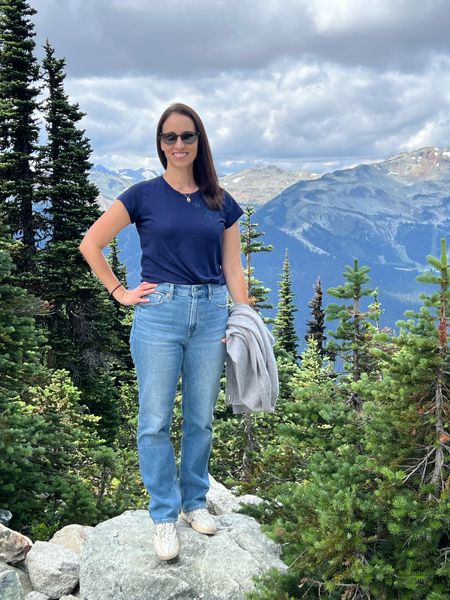 Walking in the mountains 🏔️ 

I’m wearing M in the t-shirt, 29 in the jeans (one size up) and S in the sweater.

These jeans are a new style at Gap and currently on sale.  I linked the wash I’m wearing and other currently available washes.

#LTKsalealert #LTKFind #LTKunder100