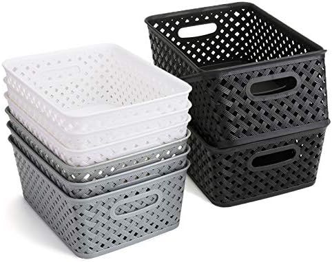 Bekith 9 Pack Plastic Storage Basket, Organizer Tote Bin for Closet Organization, De-Clutter, Access | Amazon (US)