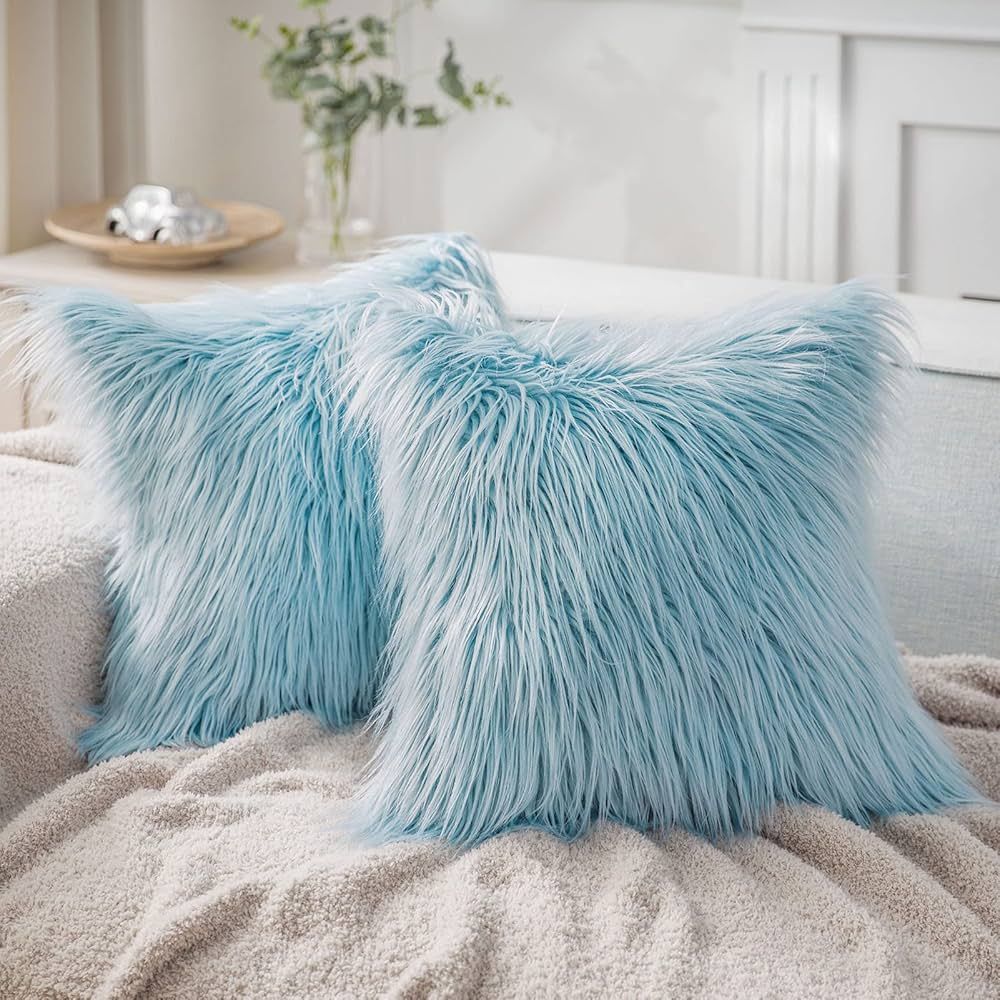 Phantoscope Pack of 2 Faux Fur Solid Throw Decorative Pillow Cover Cushion Covers Luxury Soft Dec... | Amazon (US)