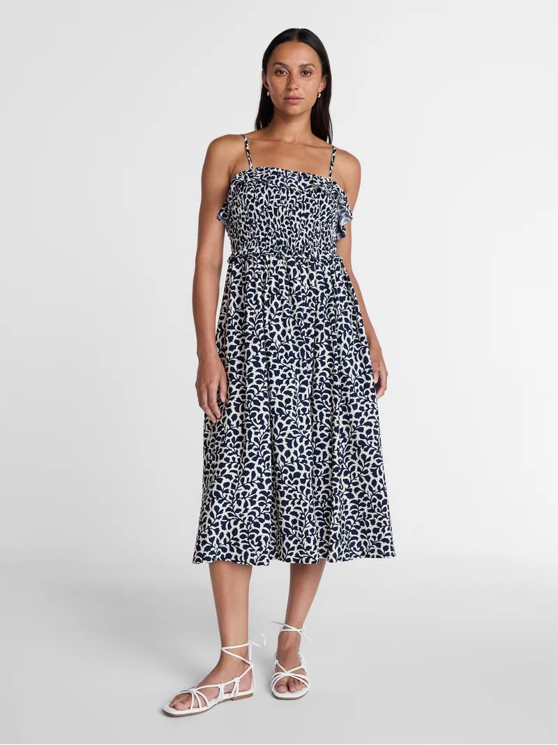 Time and Tru Women's Sleeveless Smocked Midi Dress, Sizes XS-XXXL | Walmart (US)