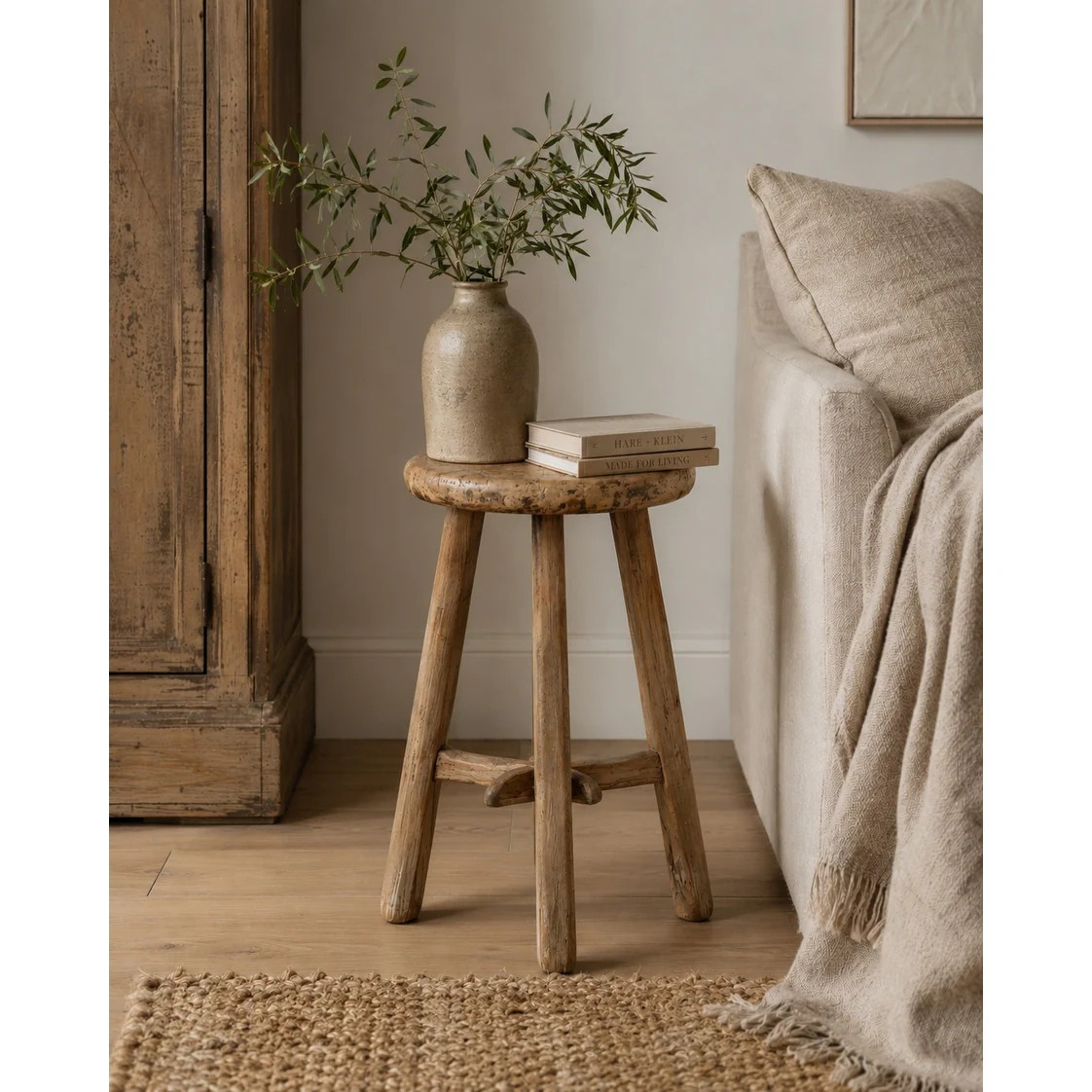 Artissance Round Vintage Stool, Weathered Natural Wood Finish (Size & Finish Vary) | Overstock