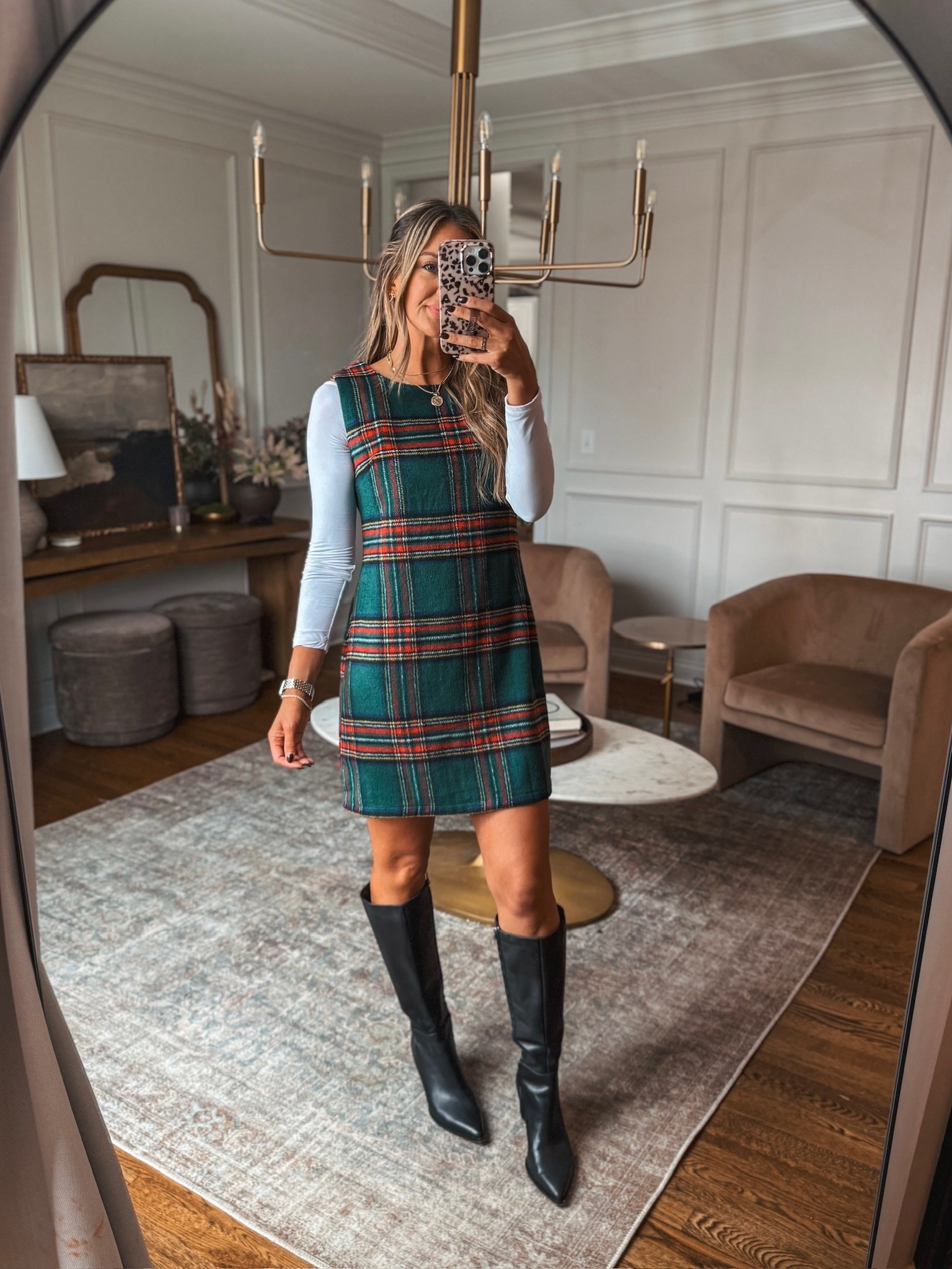 Holiday outfit idea! This Amazon jumper dress is giving Ralph Lauren Christmas and looks great with heels or boots! 

#LTKHoliday #LTKStyleTip #LTKParties