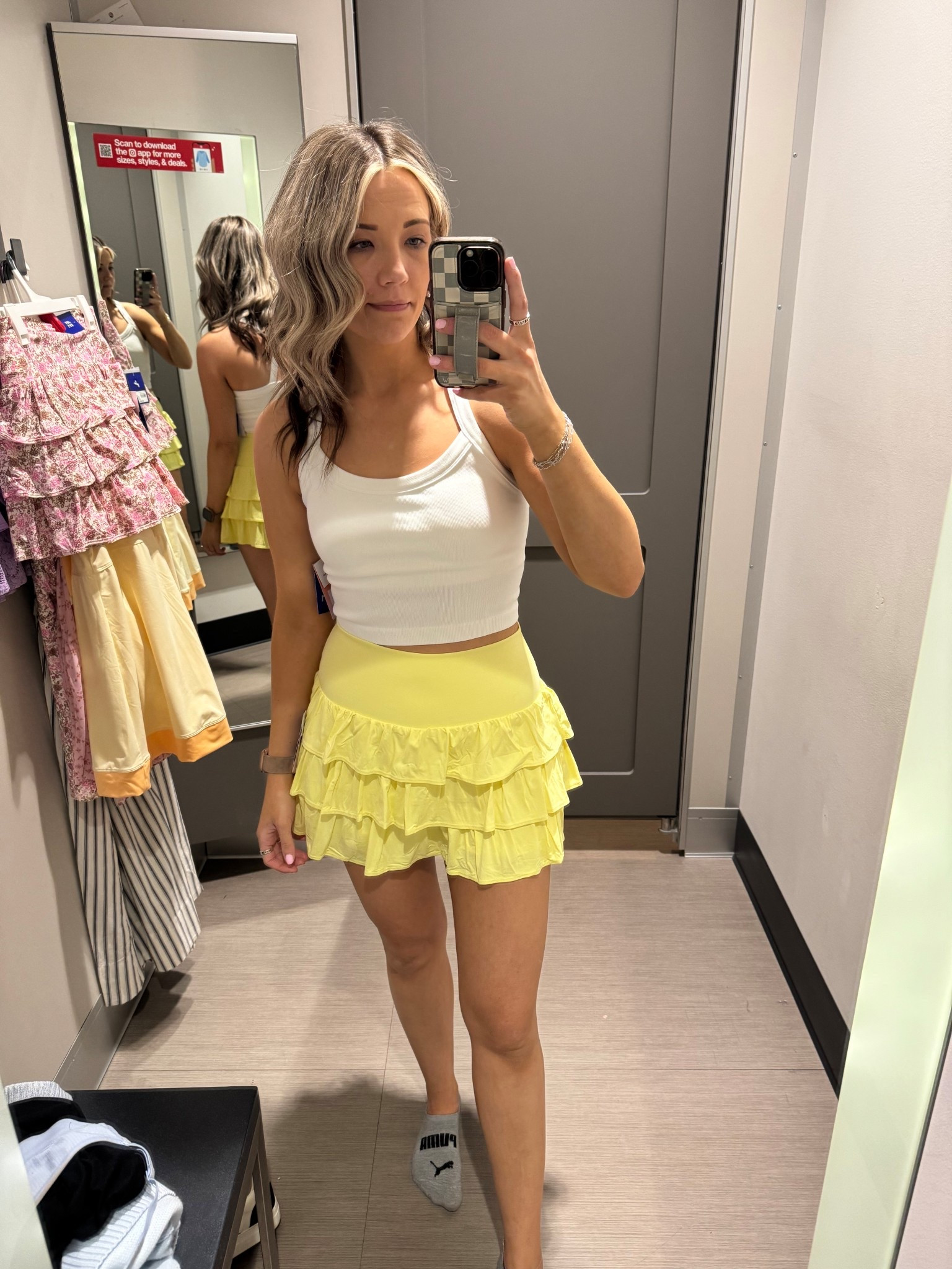 Yellow ruffle active skirt! Adorable! Wearing medium skirt and large top. 

#LTKootd #LTKTravel #LTKActive