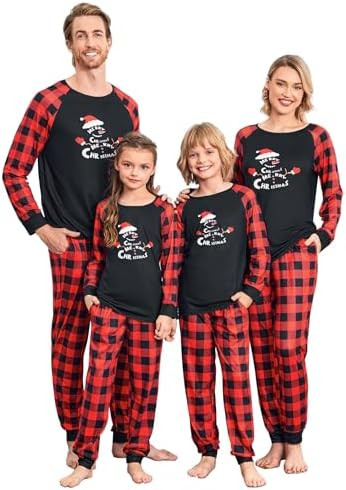 Ekouaer Christmas Pajamas for Family Long Sleeve Pjs Matching Sets with Plaid Pants Soft Sleepwea... | Amazon (US)
