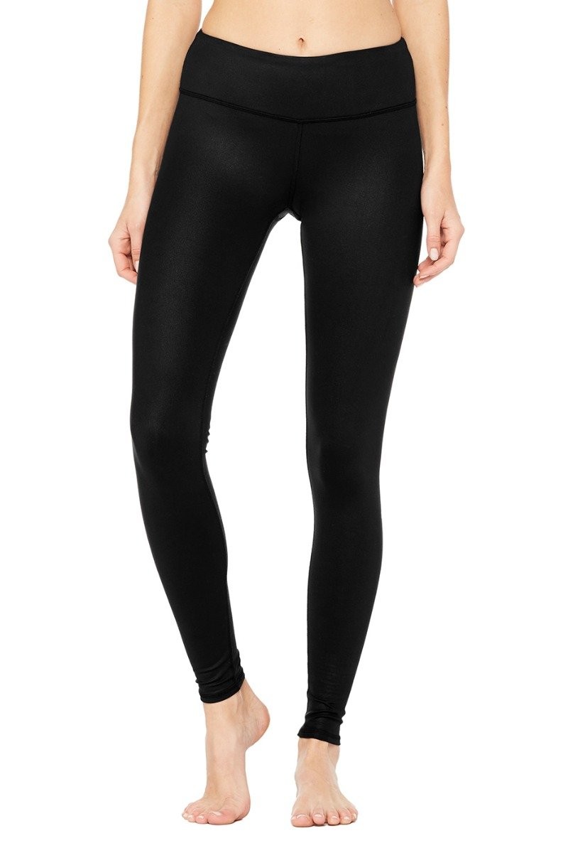 Alo Yoga Airbrush Legging - Solid - Black Glossy - Size XXS - Polyester / Spandex | Alo Yoga (US)