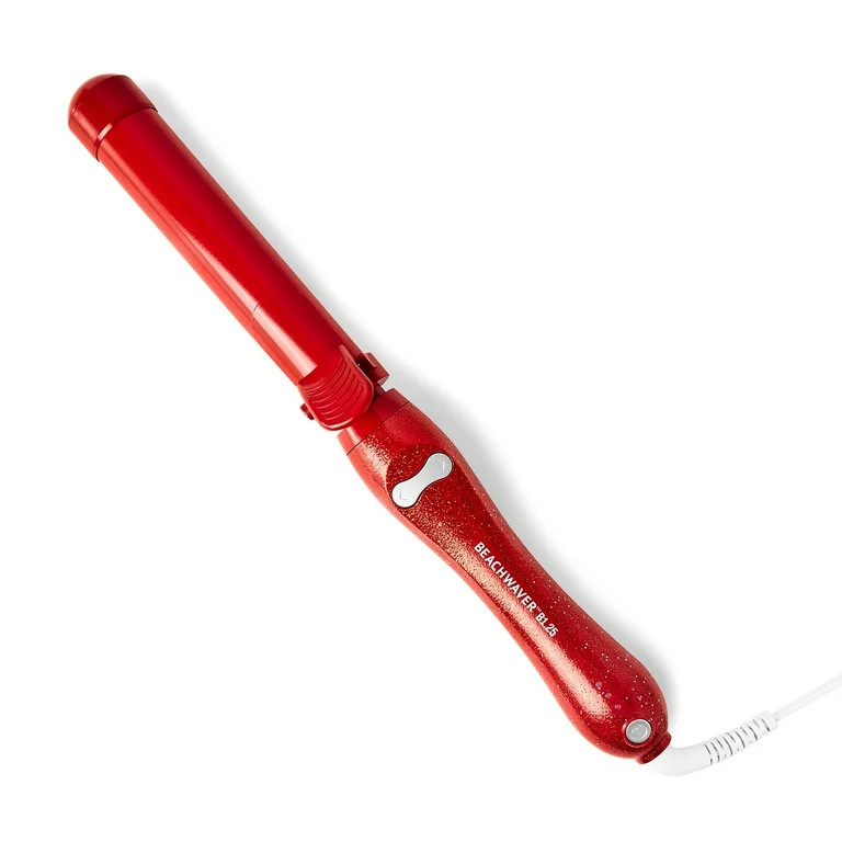 The Beachwaver Co. B-Series Ceramic Rotating Curling Iron, 1.25" Barrel, Red Glitter | Walmart (US)