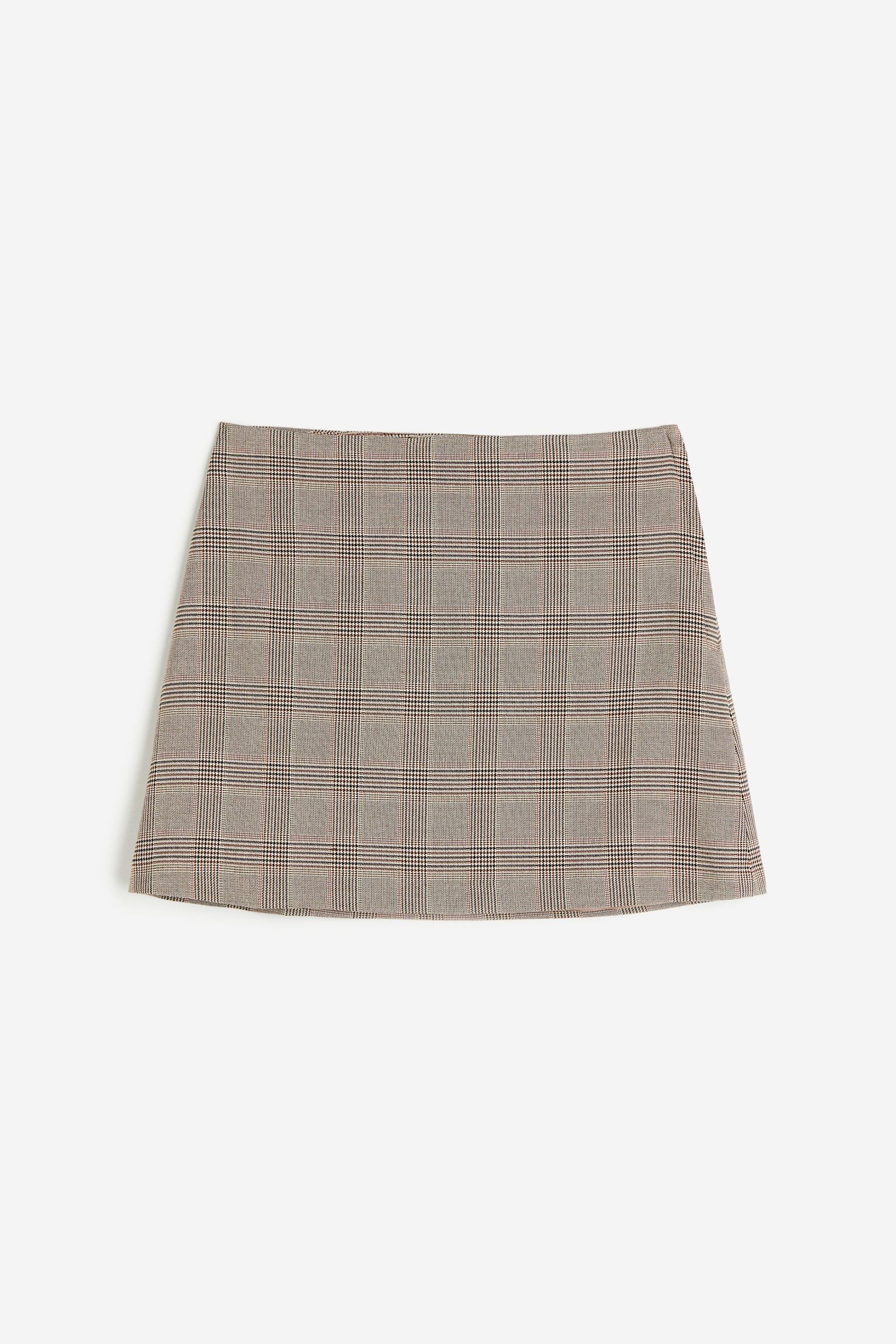 Mini skirt - Brown/houndstooth-patterned - Ladies | H&M US | H&M (US + CA)