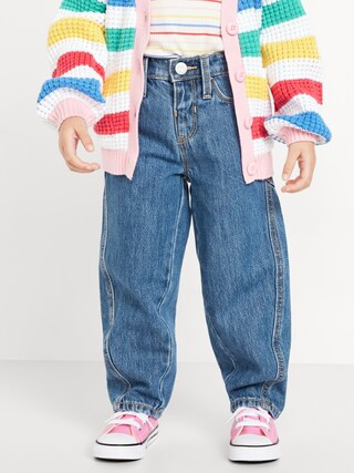 High-Waisted Barrel-Leg Jeans for Toddler Girls | Old Navy (CA)
