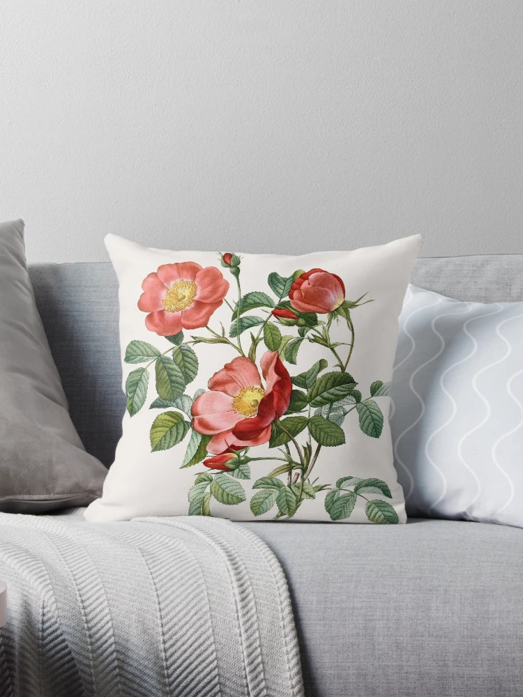Vintage Rose Botanical Art Pillow | Redbubble (US)