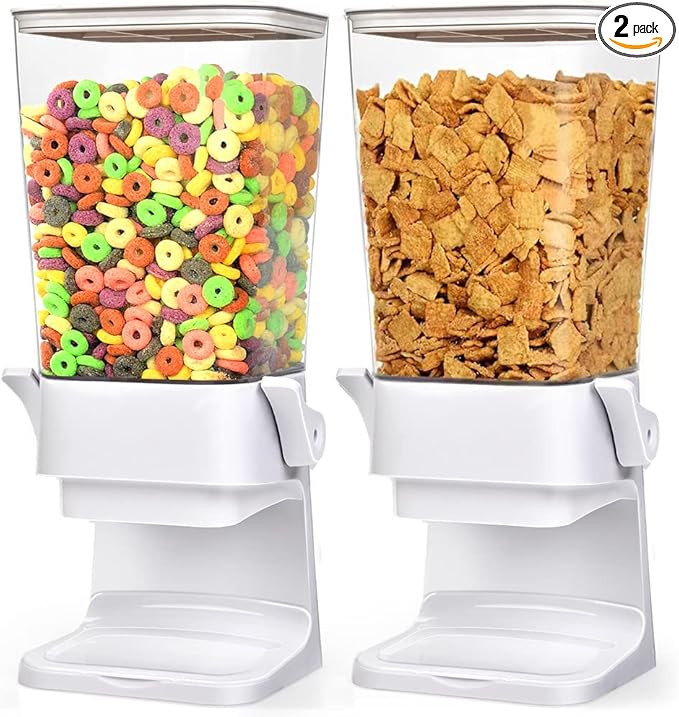 Cereal Dispenser Countertop 2 Pack 5.5 Qt Large Cereal Storage Container Holder Dispenser for Pan... | Amazon (US)