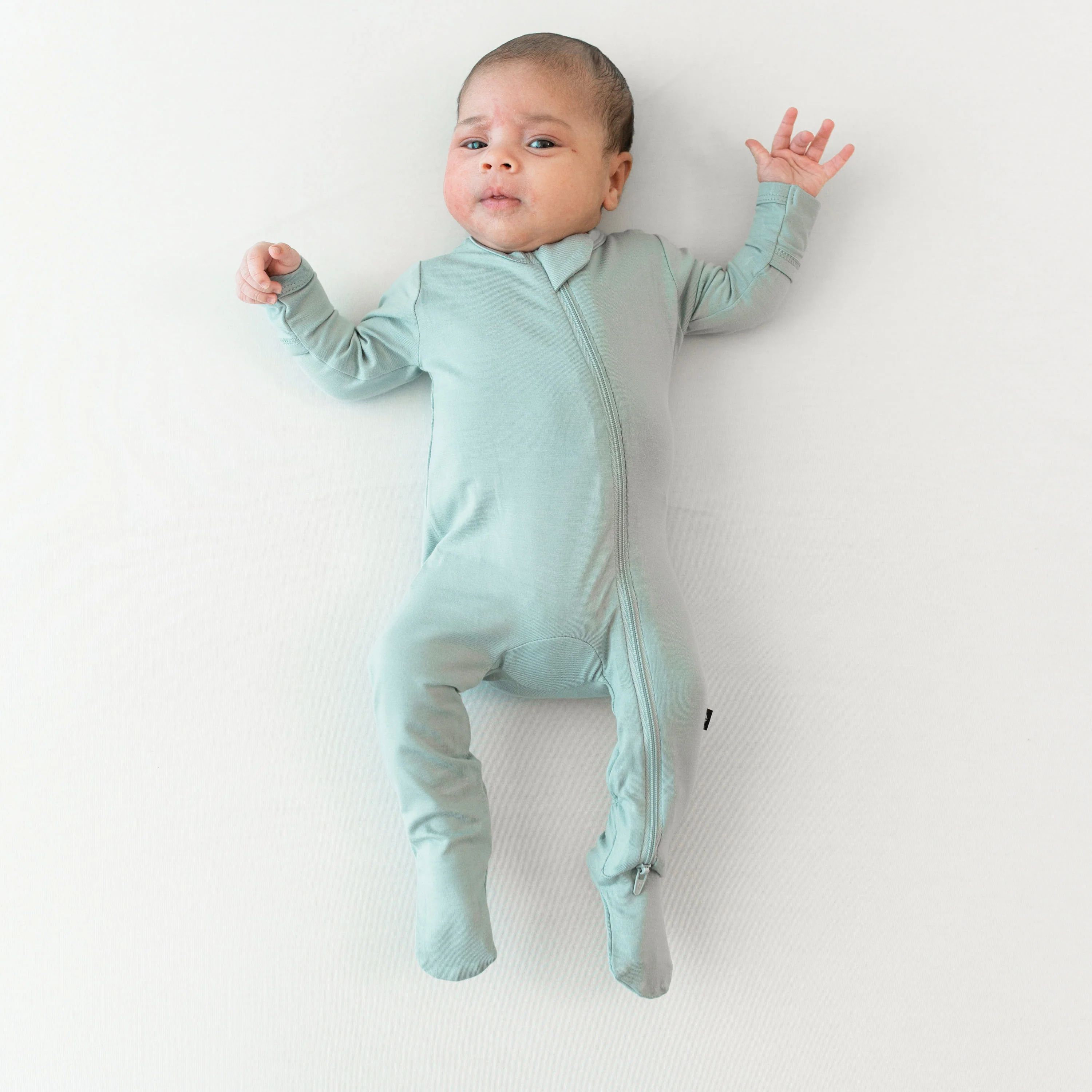 Zippered Footie in Sage | Kyte BABY