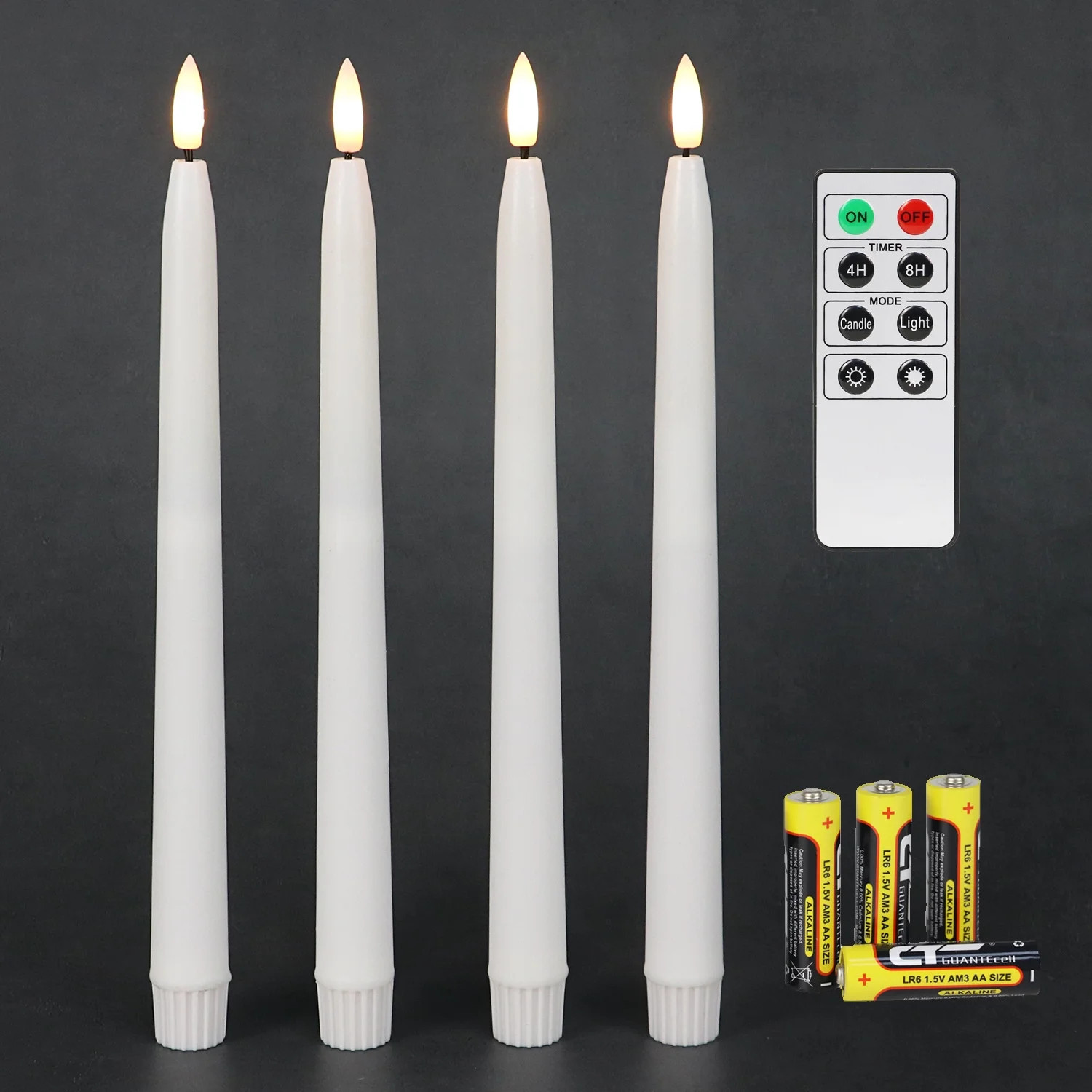 Rhytsing 11.4" Flameless Taper Candles with Timer, Battery Operated Candles Real Wax Finished, Re... | Walmart (US)