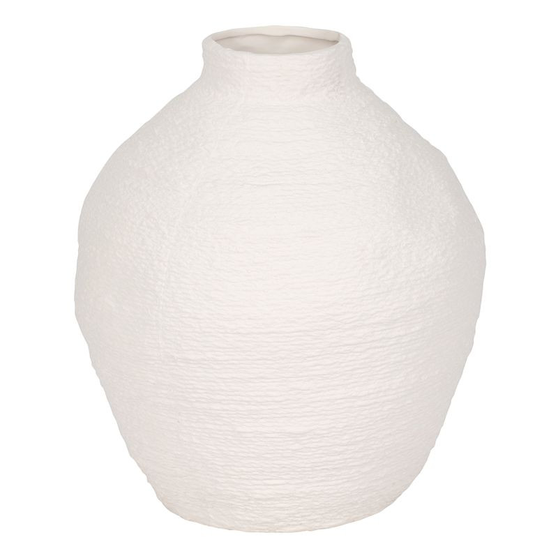 White Woven Textured Vase, 12" | At Home