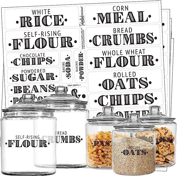 Talented Kitchen Farmhouse Pantry Labels –154 Mega Pantry Set– Food Pantry Label Sticker. Bla... | Amazon (US)