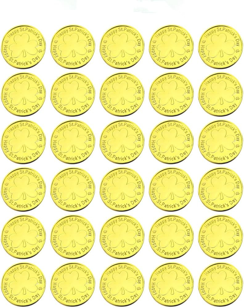 JANEMO 30PCS St. Patrick's Plastic Gold Coins,Fake Gold Coins for Party Favors,School Game,Party ... | Amazon (US)