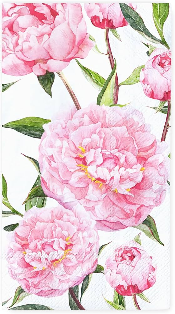 AnyDesign 100Pcs Peony Guest Napkins Pink Flower Paper Dinner Napkins Watercolor Decorative Dispo... | Amazon (US)