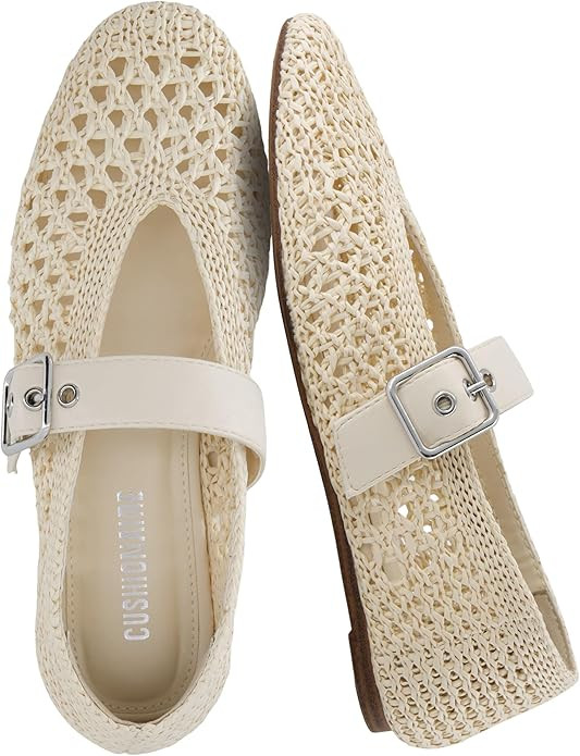 CUSHIONAIRE Gabby Woven Mary Jane Ballet Flats for Women, Comfortable Dressy Flat Shoes with Adju... | Amazon (US)