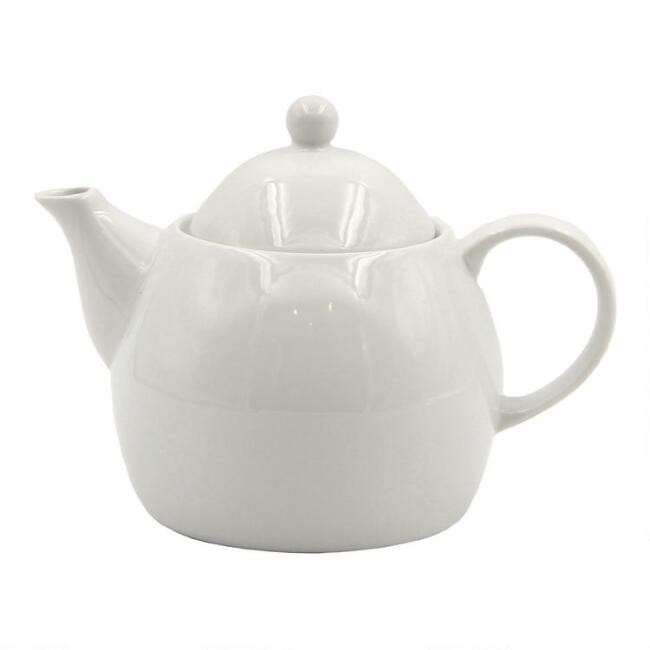 White Porcelain Coupe Teapot | World Market