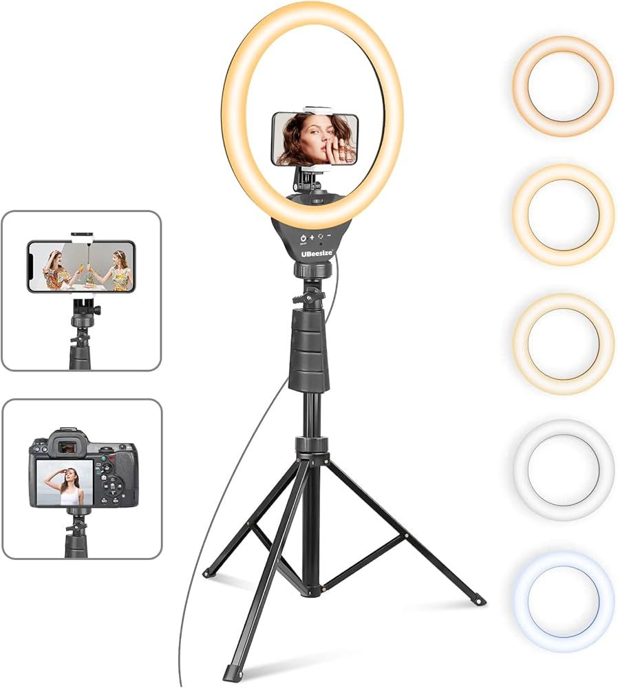 UBeesize 12'' Selfie Ring Light with 62’’ Tripod Stand for Video Recording＆Live Streaming(Y... | Amazon (US)