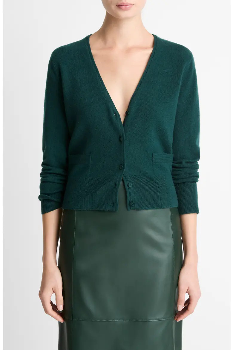 Vince Satin Button Wool & Cashmere Blend V-Neck Cardigan (Women) | Nordstromrack | Nordstrom Rack