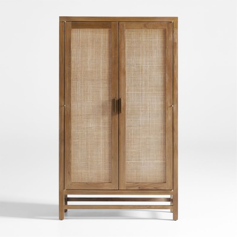 Blake Light Brown Teak and Rattan 2-Door Storage Cabinet + Reviews | Crate & Barrel | Crate & Barrel